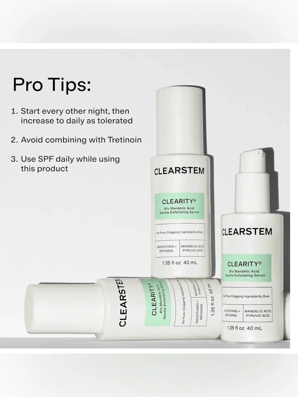 CLEARSTEM Clearity 8% Mandelic Acid Gentle Exfoliating Serum - 1.35oz/40ml NIB